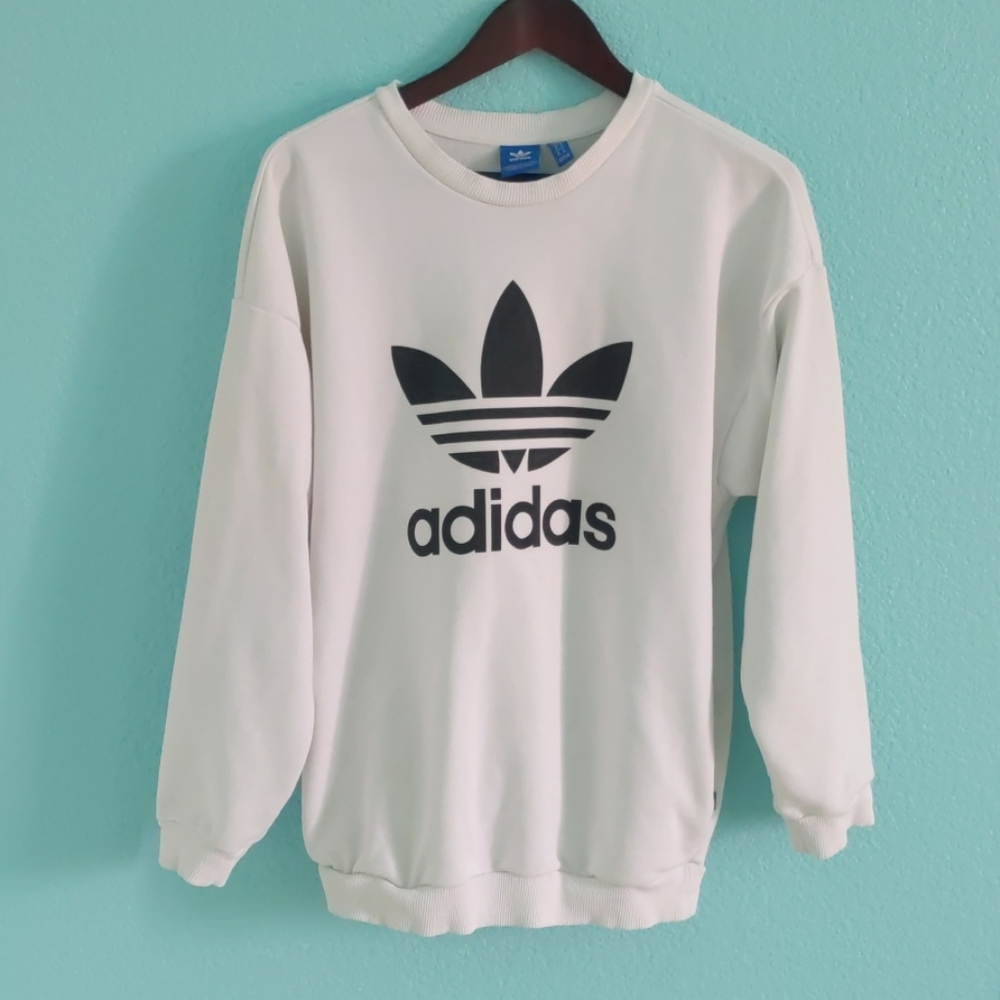 Adidas Trefoil White Crewneck Sweatshirt